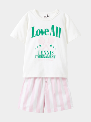 Cotton On Kids Cream Kelly Short Sleeve Pyjama Set