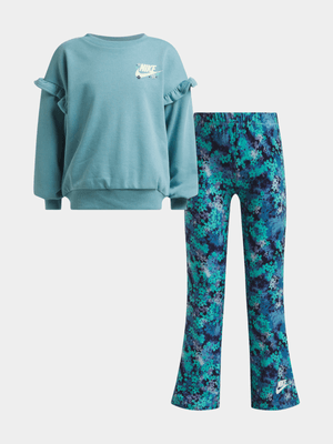 Nike Girls Fresh Cut Dolman Ruffle Blue Set
