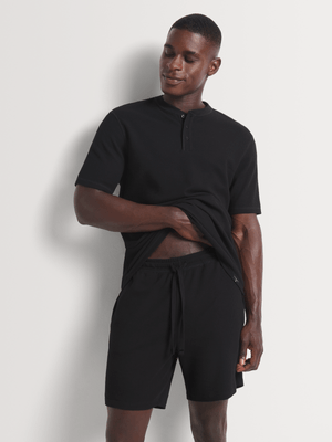 Men's Markham Knit Waffle Black Sleepwear Shorts