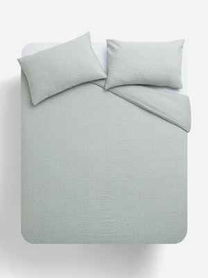 Jet Home Green Raised Abstract  Duvet Cover Set