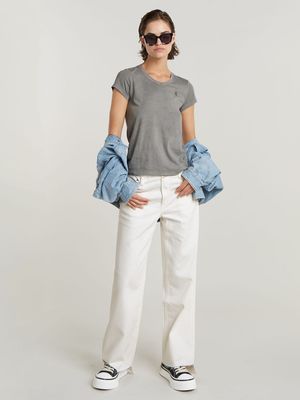 G-Star Women's Overdyed Eyben Slim V-Neck Grey Top 2.0