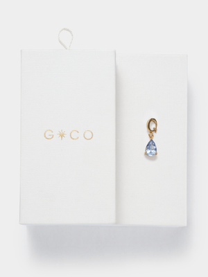 14ct Gold Plated Aquamarine Cubic Zirconia March Birthstone Charm