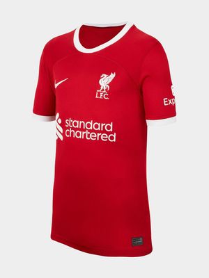 Junior Liverpool FC 2023/24 Stadium Home Nike Dri-FIT Soccer Jersey