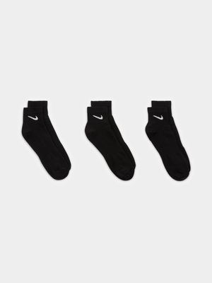Nike 3-Pack Unisex Everyday Lightweight Black Ankle Socks