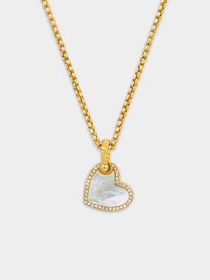 Tempo Jewellery Gold Plated Stainless Steel Mother Of Pearl Heart Necklace