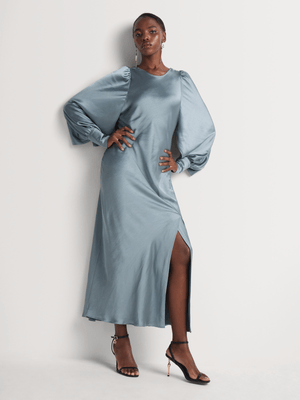 Luella Back Cowl Back Split Sleeve Slip Dress