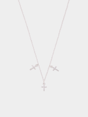Dainty Chain Triple Cross Necklace