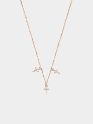 Dainty Chain Triple Cross Necklace