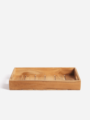 Excellent Houseware Brown Serving Tray Teak Set 3Pcs