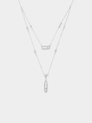 Diamante Loop Layered Pendant Necklace