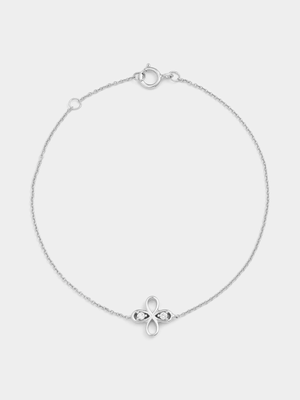 Sterling Silver Lab Grown Diamond Clover Bracelet