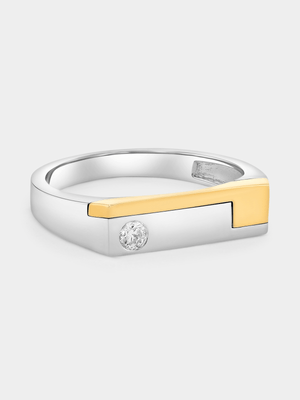 Yellow Gold & Sterling Silver Lab Grown Diamond Puzzle Ring
