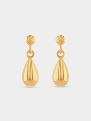 Yellow Gold & Sterling Silver Pear Drop Earrings