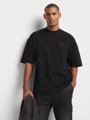Relay Jeans Men's Oversized Interlock Black Graphic T-Shirt