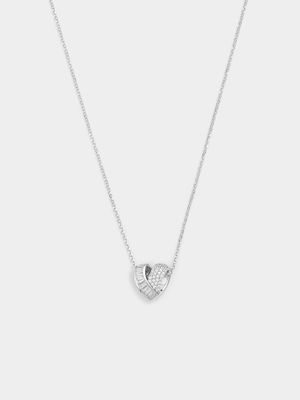 Cheté Sterling Silver Cubic Zirconia Baguette 3D Heart Pendant