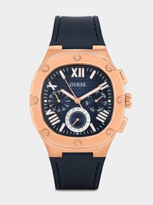Guess Headline Rose Plated Multi Dial Navy Silicone Watch