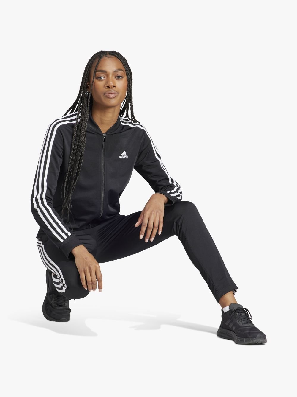 adidas Womens 3-Stripe Black/White Tracksuit Bash