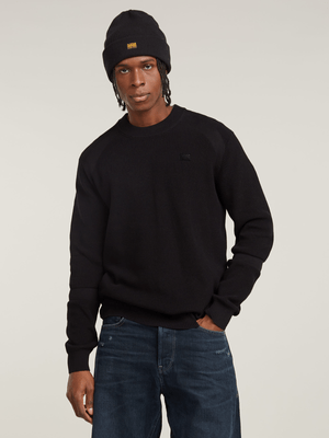 G-Star Men's Detailed Knitted Black Sweater