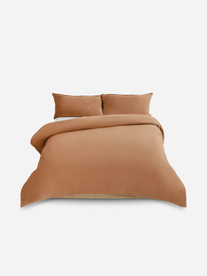 Volpes Washed Cotton Toffee Duvet Cover Set