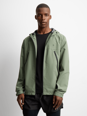 TS Mens Long Zip Hybrid Sage Rain Jacket