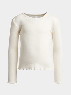 Exact Younger Girl's White Rib Top