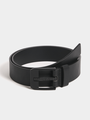 Relay Jeans Men's Debossed PU Prong Black Belt