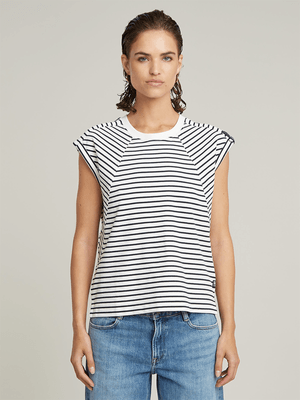G-Star Women's Seam Detail Stripe Loose White Top