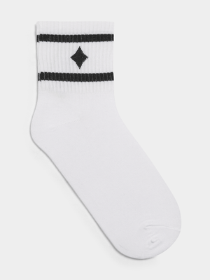 The FIX Unisex White & Black Diamond Deck Of Cards Socks