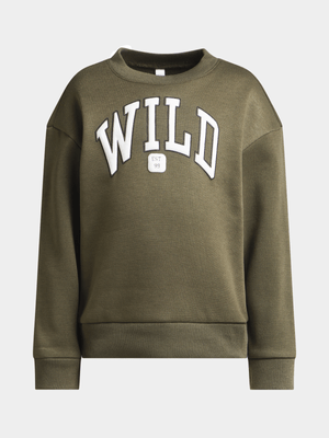 Exact Older Boy's Green Graphic Print Sweat Top