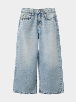 Cotton On Kids Girl Blue Super Wide Leg Denim Jeans