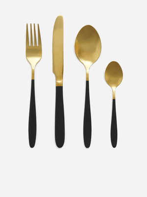 Excellent Houseware Black & Gold Cutlery Set 16Pcs