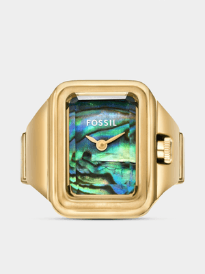 Fossil Raquel Abalone Dial Gold Plated Stainless Steel Watch Ring