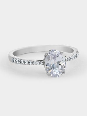 Cheté Sterling Silver Cubic Zirconia Women’s Blossom Cup Solitaire Ring
