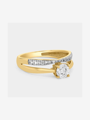 Yellow Gold Cubic Zirconia Solitaire Ring