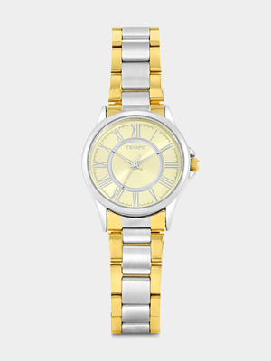 Tempo Gold Plated Champagne Dial Two-Tone Bracelet Watch