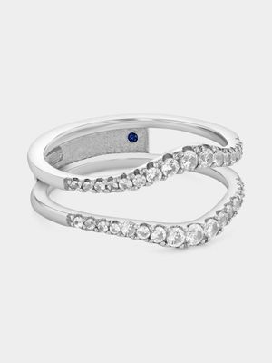 Sterling Silver Moissanite Graduated Pavé Ring Jacket