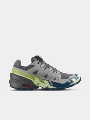 Salomon Mens Speedcross 6 Grey/Green Trail Running Shoes