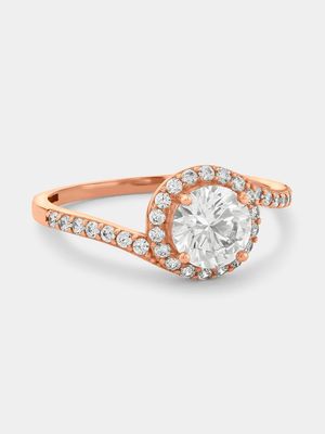 Rose Gold Cubic Zirconia Round Halo Ring
