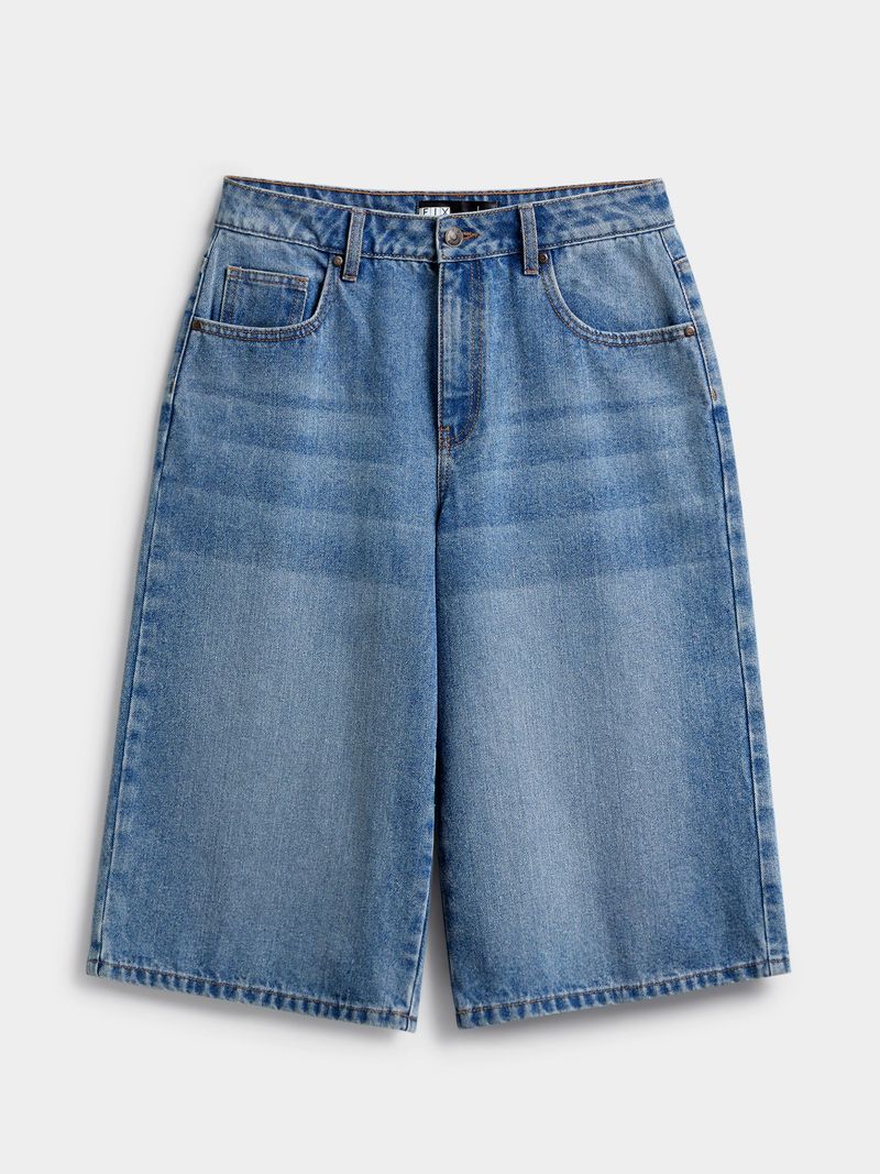 【U LAN】Philip Brush Washing Bermuda Denim Pants Pull-On Denim Bermuda Shorts