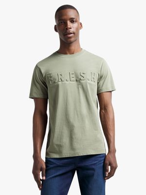 Exact Men's Green Embossed Graphic T-Shirt