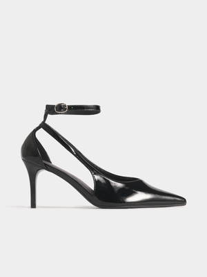 Jet Women's Black Ankle Strap  Patent Stiletto