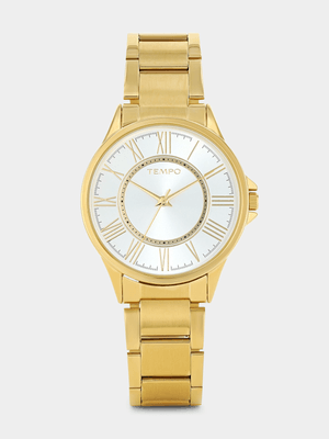 Tempo Gold Plated Silver Tone Dial Bracelet Watch
