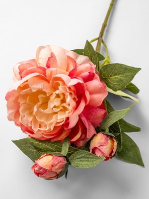 Faux Peony 3 Flowers Pink