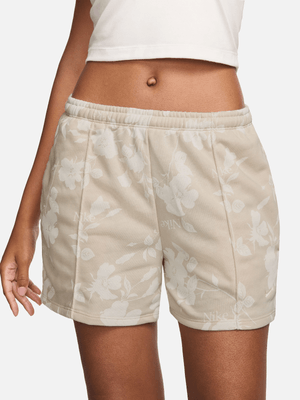 Nike Womens Sportswear Chill Terry 4 Inch All Over Print Light Orewood Brown/Sail Shorts