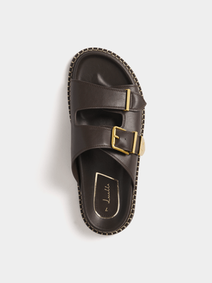 Luella Gold Buckle Moulded Sandals