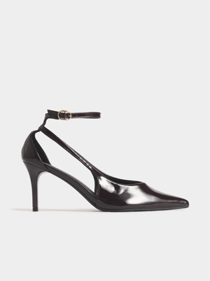 Jet Women's Burgandy Ankle Strap Patent Stiletto