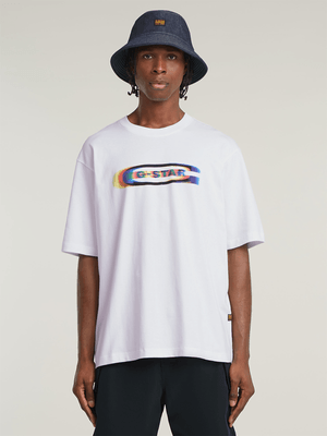 G-Star Men's Color Shift Old Skool Logo Boxy White T-Shirt