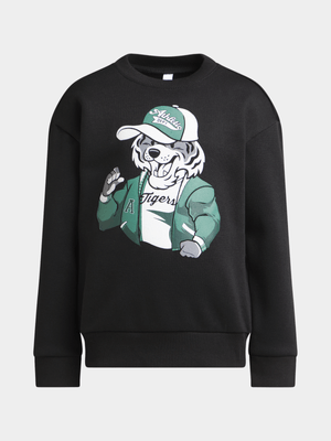 Exact Younger Boy's Black Graphic Print Sweat Top