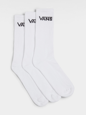 Vans 3-Pack Classic Crew White Socks