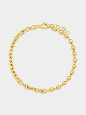 Yellow Gold Vermeil Beaded & Anchor Link Bracelet
